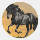 Zwartpaard Ronde Sticker (Voorkant)