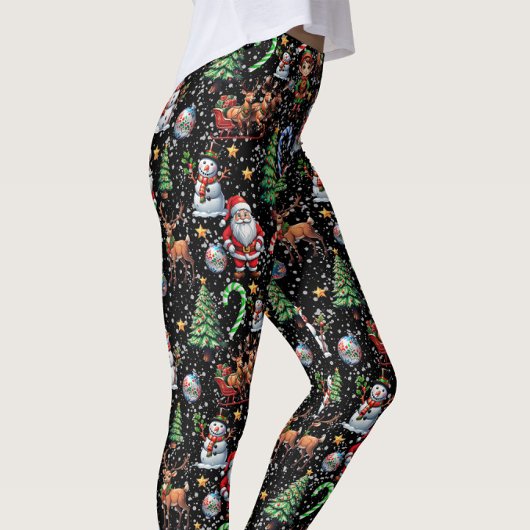 Zwartr achtergrond kerst decoratief patroon leggings