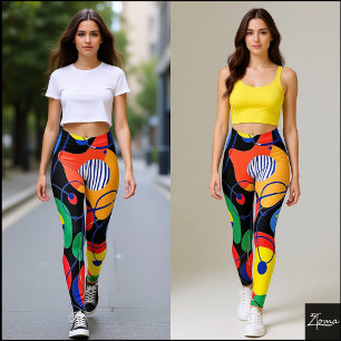 Zwartr achtergrond Primaire kleur Abstract patroon Leggings