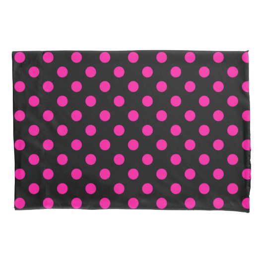 Zwartr achtergrond Roze polka stippen Kussensloop (Voorkant)