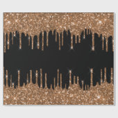 Zwartr goud glinsterende druppels meisjesachtige l cadeaupapier (Vlak)