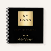 Zwartr gouden bedrijfslogo naam schrift notitieboek (Voorkant)