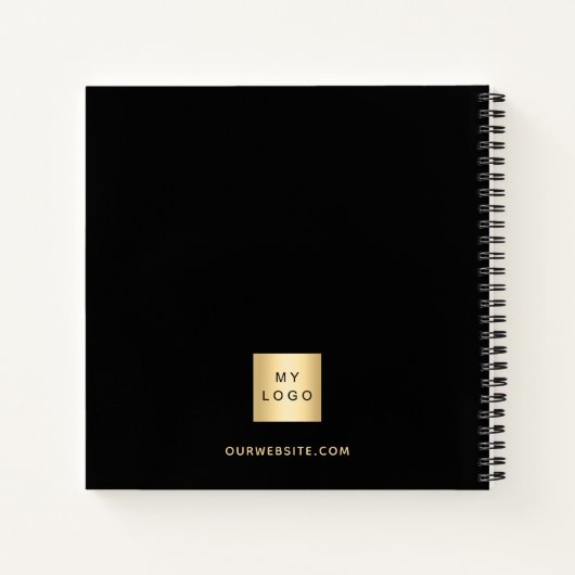 Zwartr gouden bedrijfslogo naam schrift notitieboek (Achterkant)