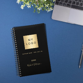 Zwartr gouden elegant monogram bedrijfslogo 2027 planner