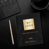 Zwartr gouden elegant monogram bedrijfslogo notitieboek