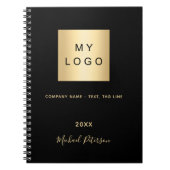 Zwartr gouden elegant monogram bedrijfslogo notitieboek (Voorkant)