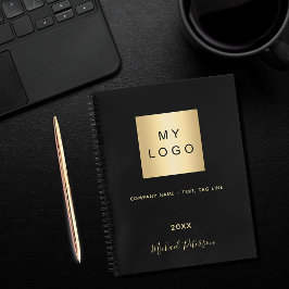 Zwartr gouden elegant monogram zakelijk logo notitieboek