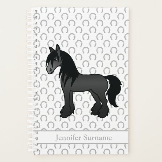 Zwartr Gypsy Vanner Clydesdale Paard & Aangepaste  Planner (Voorkant)