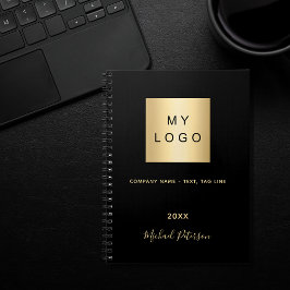 Zwartr logo gouden elegante monogram notitieboek
