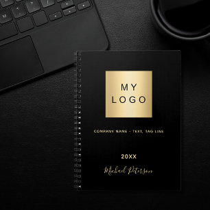 Zwartr logo gouden elegante monogram notitieboek