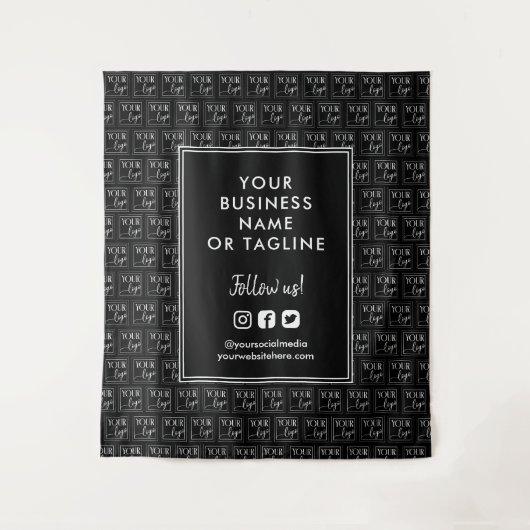 Zwartr Logo Patroon Social Media Achtergrond Wandkleed (Voorkant)