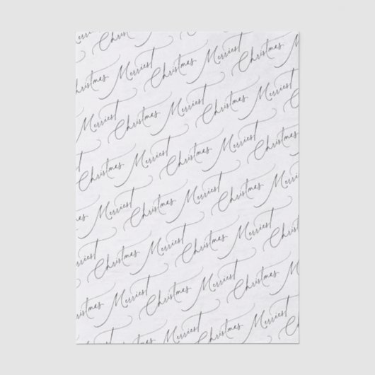 Zwartr Modern Schrift Merry Kerstmis Tissuepapier (Voorkant)