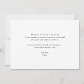 Zwartr moderne minimalistische handgeschreven scri bedankkaart (Achterkant)