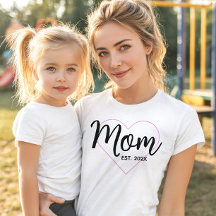 Zwartr Schrift Roze Omlijning Hart Oprichtingsdatu T-shirt
