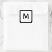 Zwartrand afgeronde hoek monogram vierkante sticker (Tas)