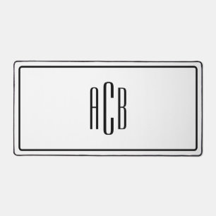Zwartrand drieletterig blauwe monogram bureaumat