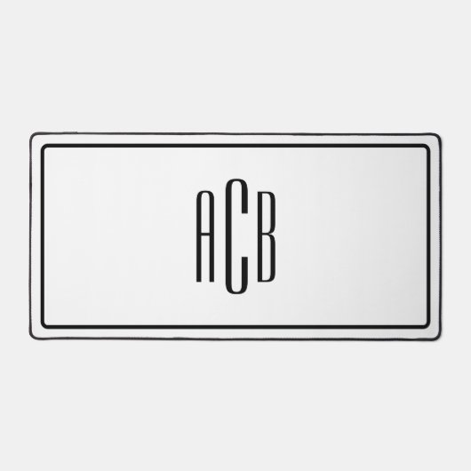 Zwartrand drieletterig blauwe monogram bureaumat (Voorkant)