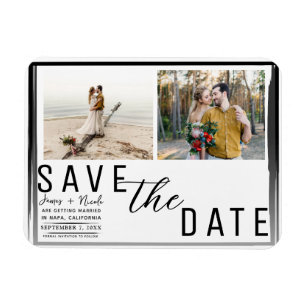 Zwartrand foto-overlay save-the-date bruiloft magneet