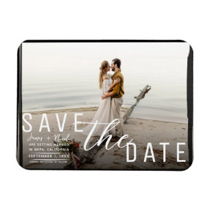 Zwartrand foto-overlay save-the-date bruiloft magneet