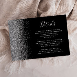 Zwartrand Glitter Bruiloft Details Informatiekaartje