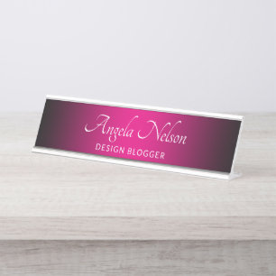 Zwartrand Hot Pink Ombre Bureau Naambordje