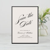 Zwartrand Ivoor Moderne Save the Date Kaart (Staand voorkant)