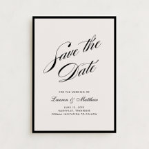 Zwartrand Ivoor Moderne Save the Date