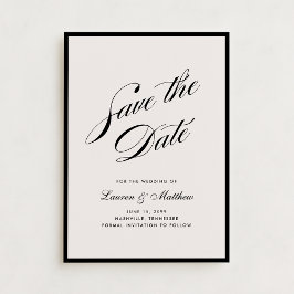 Zwartrand Ivoor Moderne Save the Date Kaart