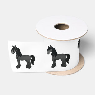 Zwartrassen Gypsy Vanner Clydesdale Shire Cartoonp Satijnen Lint