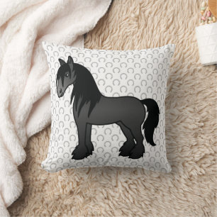Zwartrassige zigeunernaam Clydesdale Shire Cartoon Kussen