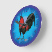 Zwartrode gamecock ronde klok (Hoek)