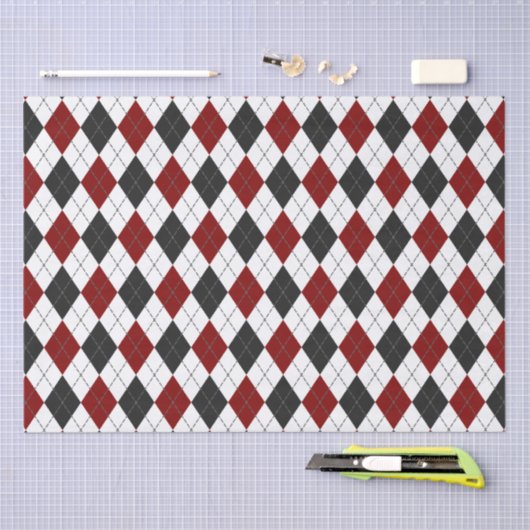 zwartrode witte argyle plaid tissuepapier (Craft)