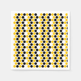 Zwartrond Geel Geometrisch Hexagram Hex Patroon Servet