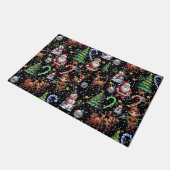 Zwartrond kerst decoratief patroon deurmat (Schuin)