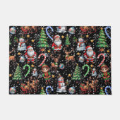Zwartrond kerst decoratief patroon deurmat (Voorkant)
