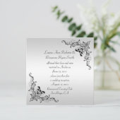 Zwartrondingen op zilveren achtergrond na de bruil kaart (Staand voorkant)