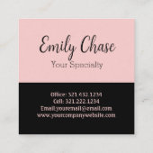 Zwartroze moderne vierkante visitekaartje (Achterkant)