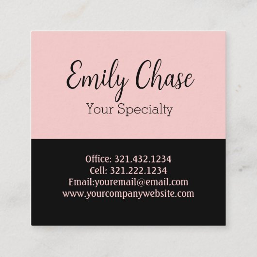 Zwartroze moderne vierkante visitekaartje (Achterkant)