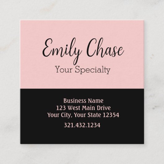 Zwartroze moderne vierkante visitekaartje (Voorkant)