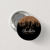 Zwartruil glitter druppels op maat gemaakt naam mo ronde button 3,2 cm (Voorkant /achterkant)