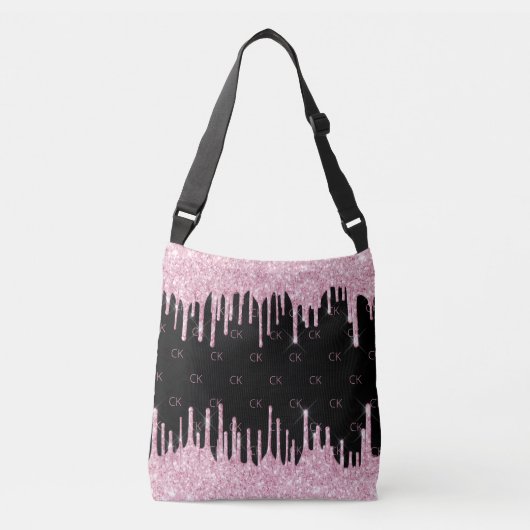 Zwartruis druppels monogram elegant crossbody tas (Voorkant)