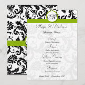 Zwartruit Zijde Swirl Appelgroen Trouwmenu Menu (Voorkant / Achterkant)