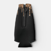 Zwartruitval met gouden monogramnaam flesjeskoeler (Achterkant)