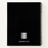 Zwartrwit bedrijfslogo naam script notitieboek (Achterkant)