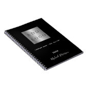 Zwartrwit bedrijfslogo naam script notitieboek (Rechterzijde)