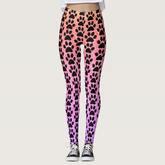 Zwartschilderafdrukken Roos Gold Pink Glittery Omb Leggings (Voorkant)
