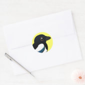zwartsnavelekster ronde sticker (Envelop)