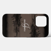 Zwartste Inkt | Zwart Waterverf Monogram Bruin Case-Mate iPhone Case (Achterkant (horizontaal))