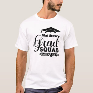 Zwarttekst Aangepast Mannen Wit Afstuderen Squad T-shirt