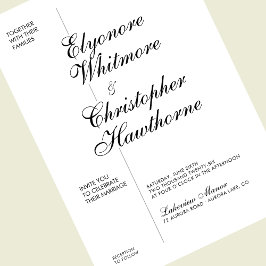 ZwartWit Elegante Moderne Kalligrafie Bruiloft Kaart